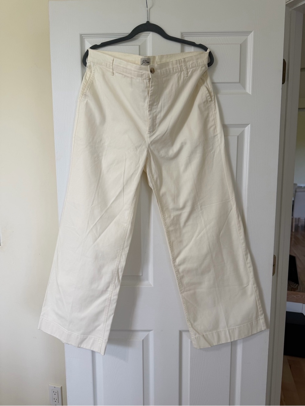 J. Crew Cream Wide-Leg Chinos